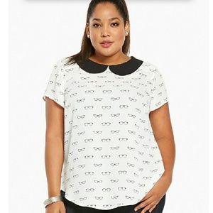 Torrid Glasses Print Collared Blouse
